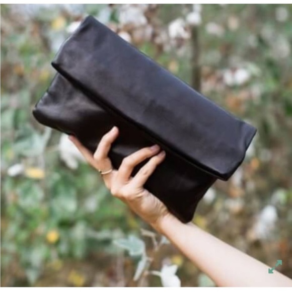 Sseko Handbags - Sseko Convertible Crossbody Bag Flap Fold-over Belt Bag Clutch Black Leather